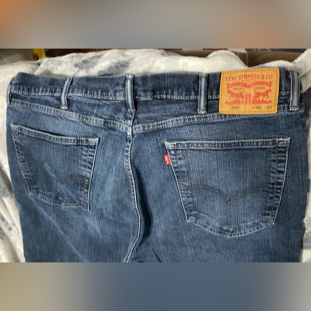 Levis 505 Jeans Men's 40x32 Blue Jeans Straight Leg 100% Cotton Hemmed